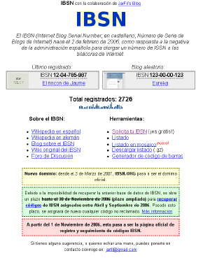 IBSN (Internet Blog Serial Number): Captura de Pantalla