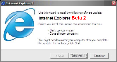 Nuevo Virus toma la Cara de Supuesto Internet Explorer 7 Beta 2