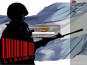 La Pantalla de login de LinuxMil