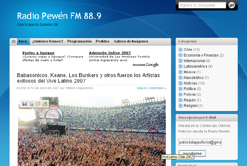 Nuevo portal de la Radio Pewén FM 88.9