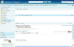 Previsualización de un E-mail en Windows Live Hotmail