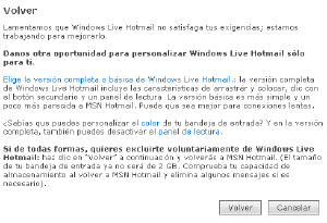 La Novedad de Windows Live Hotmail: Volver a la Versión Normal de Hotmail