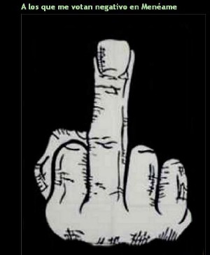 Imagen de un mensaje dirigido a quienes votan negativo en Menéame Imagen de un mensaje dirigido a quienes votan negativo en Menéame