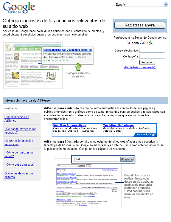 Captura de la nueva interfaz de Adsense