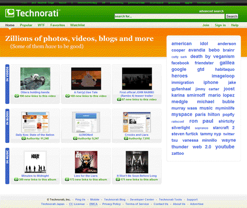 Captura de la Nueva Cara de Technorati