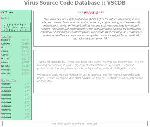Virus Source Code Database :: VSCDB Captura