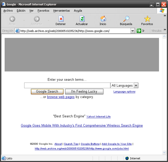 Imagen de Google en 2000