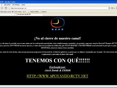 Hackean sitios Gubernamentales en represión al Cierre de RCTV