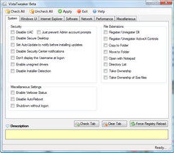 Vista Tweaker, Configurando Windows Vista