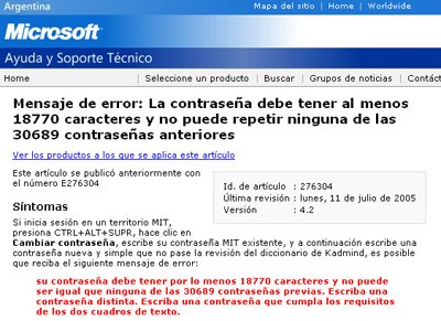 Mensaje de Error: “La contraseña debe tener al menos 18770 caracteres”