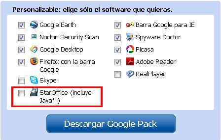 Google Pack integra StarOffice