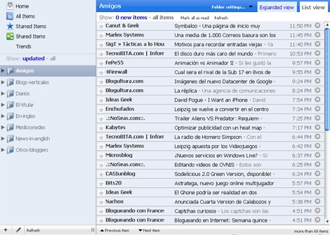 Google Reader con un con Diseño Mac OS X