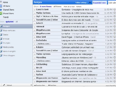 Google Reader con un con Diseño Mac OS X