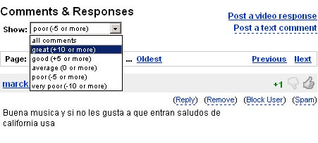 YouTube ahora permite votar los Comentarios de los Usuarios
