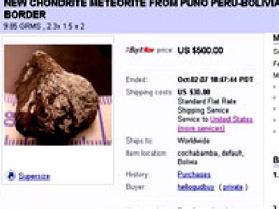 Partes del Meteorito caído en Perú están a la Venta en eBay