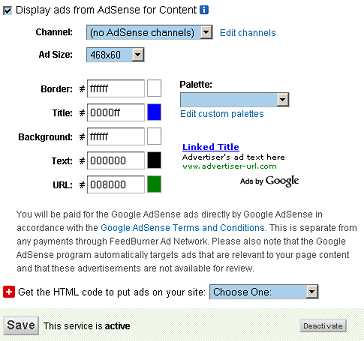 Adsense en Feedburner