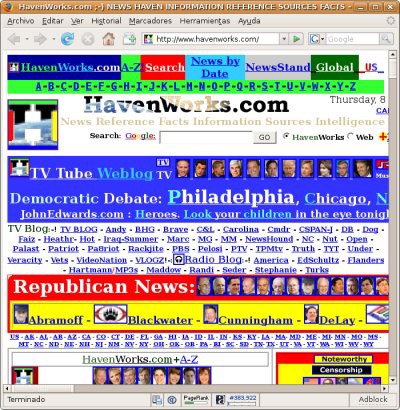 Imagen de una página web con diseño horrible