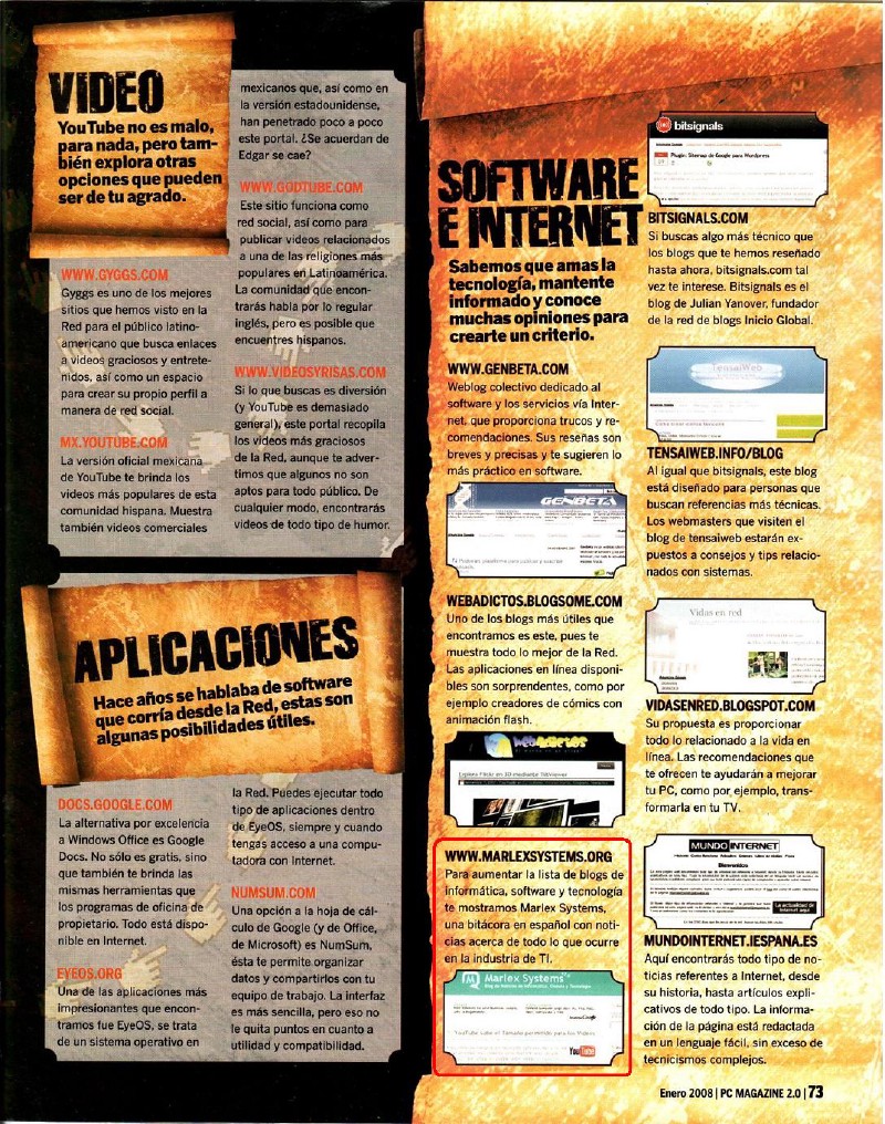 Imagen de la revista PC Magazine mostrando la mención al blog