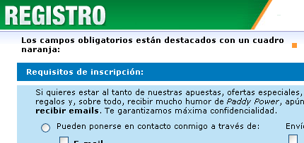 Paddypower Registro