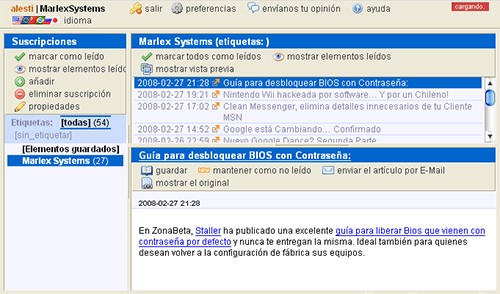 Alesti, un lector de RSS 2.0