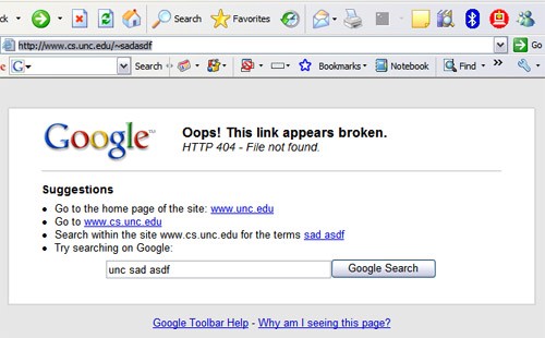 Google se toma las Paginas de Error 404