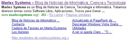 Sitelinks agregados en MarlexSystems