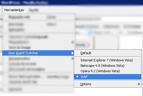 User Agent Switcher con nuestra Modificación