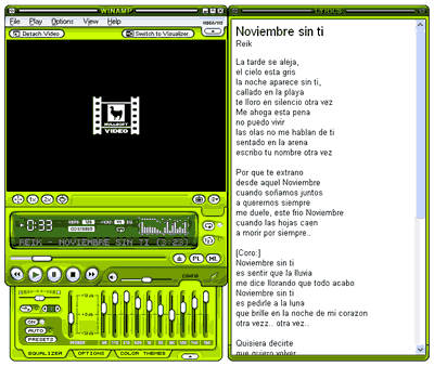 Ver la letra de las Canciones en Winamp
