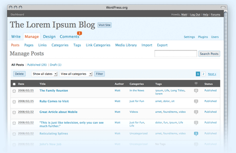 Así luce el nuevo WordPress 2.5