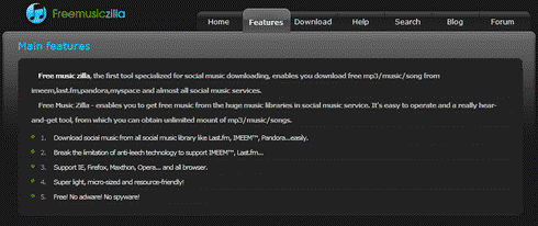FreeMusicZilla, descarga música de myspace, last.fm
