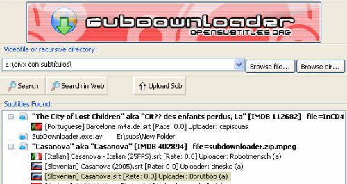 Subdownloader, descargar subtitulos de peliculas
