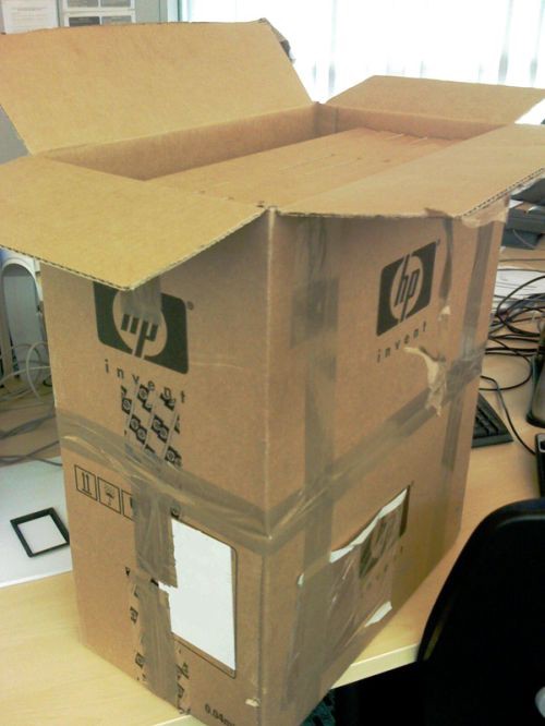 Embalaje usado por HP para enviar una licencia
