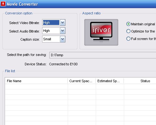 movie converter iriver