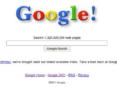 Busca en el Google de enero del 2001