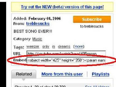 YouTube con la capacidad de embeber parte del video