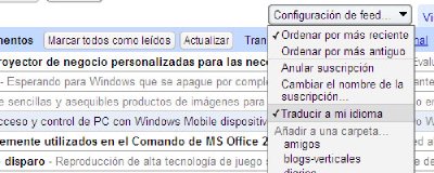 Google Reader ahora con la función de traducir los RSS automáticamente