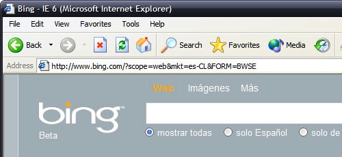 bing en internet explorer 6