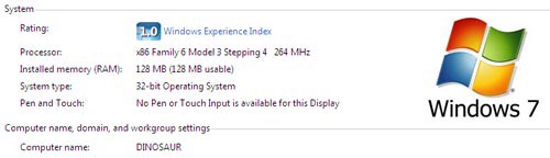 Imagen de Windows 7 instalado en un Pentium 2