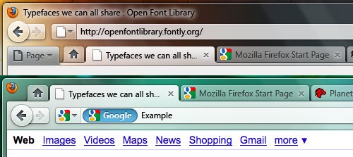 Firefox con y sin barra de título