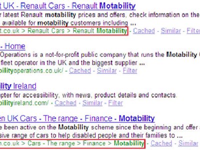 Google está probando con barras de navegación (breadcrumbs) en los resultados