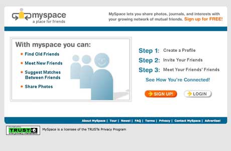 Imagen de la portada original de MySpace