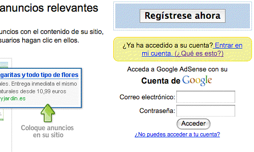 Acceso a la cuenta Adsense
