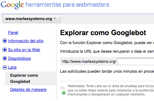 Google Webmasters Tools Labs