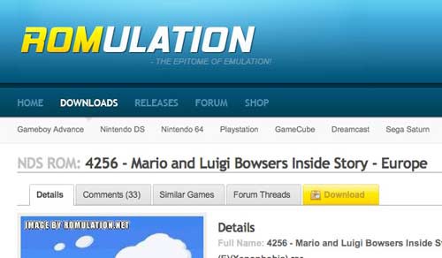 Romulation, roms gratis para Nintendo DS