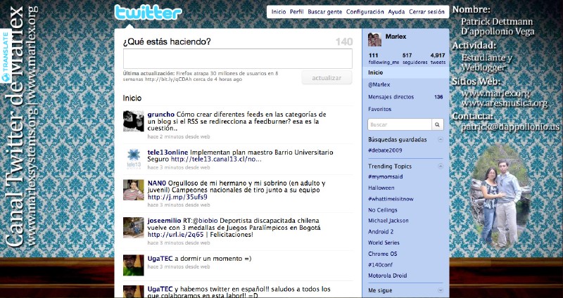 Captura de Twitter en español mostrando interfaz