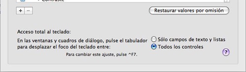 Opciones de Tabulador en Mac OS X