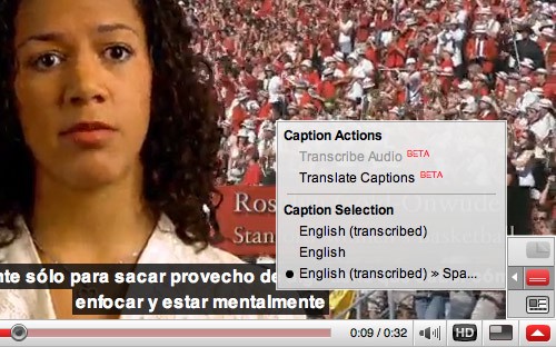 Youtube con transcripción Automática de Audio
