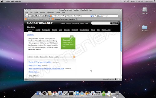 Mac4Lin: Captura mostrando el Skin de Mac OS X para Firefox