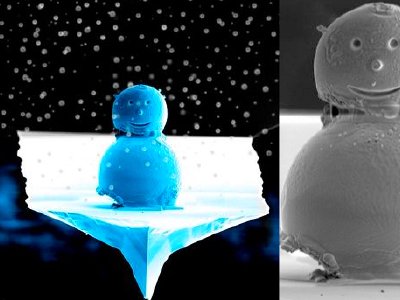 El único hombre de nieve del mundo que sólo se puede ver con un microscopio