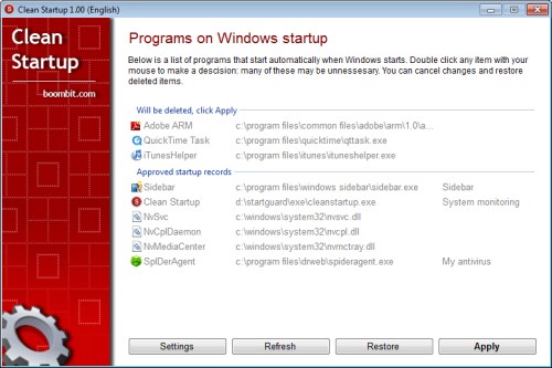 Captura de pantalla de Clean Startup